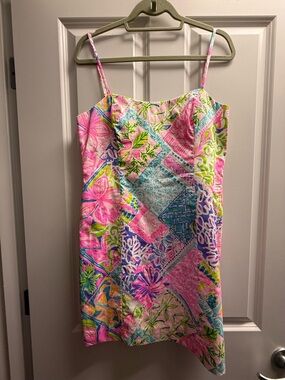Lilly Pulitzer Pink & Turquoise Floral Strap Dress